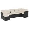vidaXL 7 pcs conjunto de sof&aacute;s p/ jardim c/ almofad&otilde;es vime PE preto