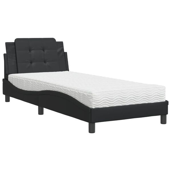 vidaXL Estrutura de cama sem colch&atilde;o Zadar 80x200 cm couro artificial preto
