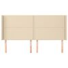 vidaXL Cabeceira de cama c/ abas tecido 203x16x118/128 cm creme