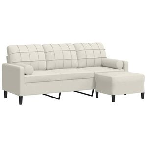 vidaXL Sof&aacute; de 3 lugares com apoio de p&eacute;s 180 cm veludo cor creme