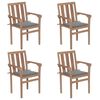 vidaXL Cadeiras de jardim empilh&aacute;veis c/ almofad&otilde;es 4 pcs teca maci&ccedil;a
