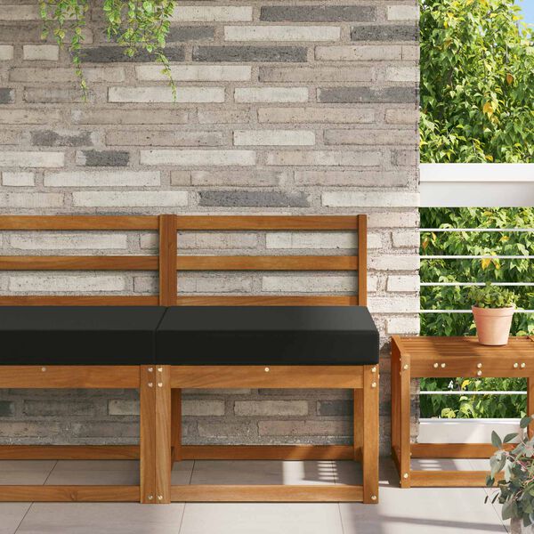 vidaXL Almofada para Sof&aacute; Externo Preto 60 x 60 x 8 cm Poli&eacute;ster