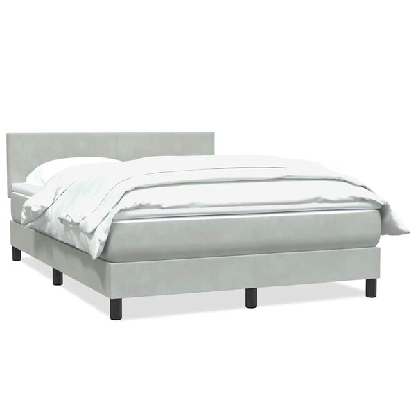 vidaXL Cama com molas/colch&atilde;o 160x210 cm veludo cinzento-claro
