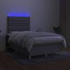 vidaXL Cama box spring c/ colch&atilde;o e LED 120x200 cm tecido cinza-claro