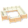 vidaXL 11 pcs conjunto lounge jardim c/ almofad&otilde;es creme pinho maci&ccedil;o
