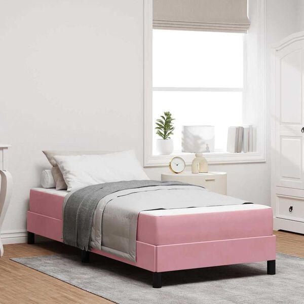 vidaXL Cama Box com colch&atilde;o Rosa 80 x 220 cm tecido