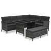vidaXL 3 pcs conjunto lounge de jardim c/ almofad&otilde;es vime PE cinzento