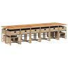 vidaXL 17 pcs conjunto de jantar p/ jardim c/ almofad&otilde;es vime PE bege
