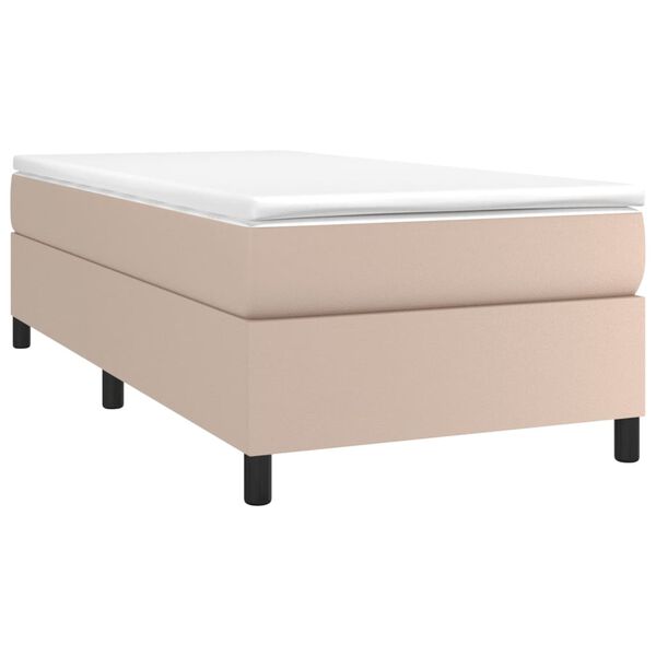 vidaXL Estrutura de cama com molas 100x200 cm couro artificial cappuccino