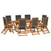 vidaXL 9 pcs conjunto de jantar para jardim ac&aacute;cia maci&ccedil;a e textilene