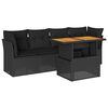 vidaXL 5 pcs conjunto sof&aacute;s de jardim com almofad&otilde;es vime PE preto