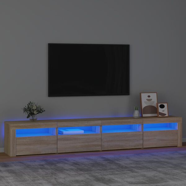 vidaXL M&oacute;vel de TV com luzes LED 240x35x40 cm carvalho sonoma
