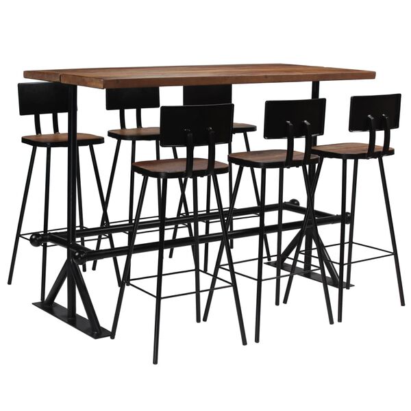 vidaXL Conjunto de bar 7 pcs madeira recuperada maci&ccedil;a