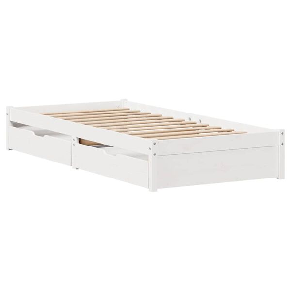 vidaXL Cama sem colch&atilde;o 100x200 cm madeira de pinho maci&ccedil;a branco