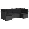 vidaXL 6 pcs conjunto sof&aacute;s de jardim c/ almofad&otilde;es vime PE preto