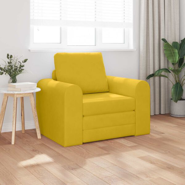 vidaXL Sof&aacute;-Cama Amarelo 98 x 71 x 83 cm Veludo
