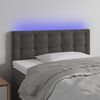vidaXL Cabeceira de cama c/ luzes LED tecido 90x5x78/88cm cinza-escuro