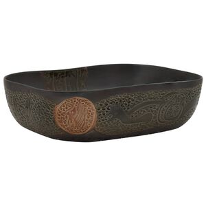 vidaXL Lavat&oacute;rio de bancada retangular 48x37,5x13,5 cm cer&acirc;mica preto
