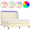 vidaXL Cama box spring c/ colch&atilde;o/LED 180x200cm couro artificial creme