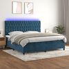 vidaXL Cama box spring c/ colch&atilde;o/LED 200x200 cm veludo azul-escuro
