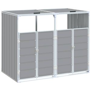 vidaXL Contentor c/ rodas dois caixotes lixo 144x81x113cm a&ccedil;o cinzento