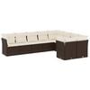vidaXL 9 pcs conjunto sof&aacute;s p/ jardim c/ almofad&otilde;es vime PE castanho