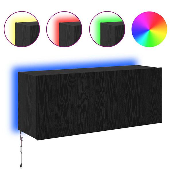 vidaXL Arm&aacute;rio de TV de Parede Carvalho Preto 100 x 35 x 41 cm