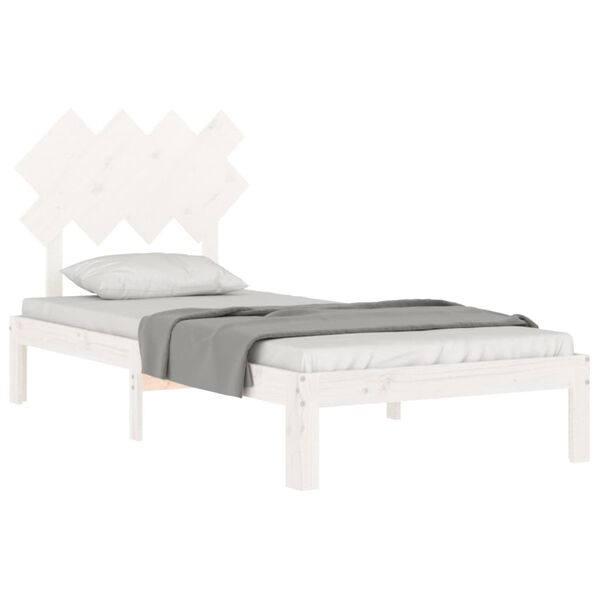 vidaXL Cama sem colch&atilde;o 90x200 cm madeira de pinho maci&ccedil;a branco