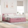 vidaXL Estrutura de cama otomana com colch&atilde;o 160x200 cm veludo rosa