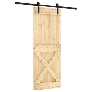 vidaXL Porta Deslizante Natural e Preto 80 x 210 cm