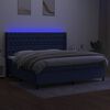 vidaXL Cama box spring c/ colch&atilde;o e LED 200x200 cm tecido azul
