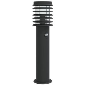 vidaXL Candeeiro de ch&atilde;o para exterior c/ sensor 60 cm a&ccedil;o inox. preto