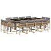 vidaXL 13 pcs conj. jantar jardim c/ almofad&otilde;es vime PE bege misturado