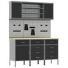 vidaXL Arm&aacute;rio de Trabalho 7 pcs Preto Madeira de Engenharia e A&ccedil;o