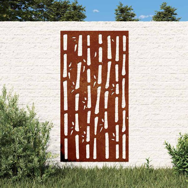 vidaXL Decora&ccedil;&atilde;o p/ muro de jardim 105x55 cm a&ccedil;o corten design bambu