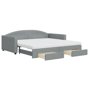 vidaXL Sof&aacute;-cama c/ gavet&atilde;o e gavetas 100x200 cm tecido cinzento-claro