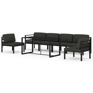 vidaXL 7 pcs conjunto lounge jardim com almofad&otilde;es alum&iacute;nio antracite