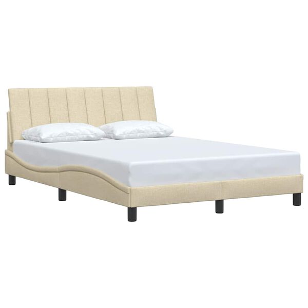 vidaXL Estrutura de cama sem colch&atilde;o Hanko 120x200 cm tecido cor creme