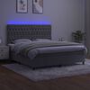 vidaXL Cama box spring c/ colch&atilde;o/LED 160x200 cm veludo cinzento-claro