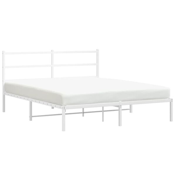 vidaXL Estrutura de cama com cabeceira 160x200 cm metal branco