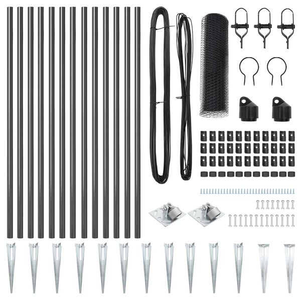 vidaXL Poste de Cerca Cinzeto 25 x 0,4 m (malha de 13 mm) A&ccedil;o e PVC