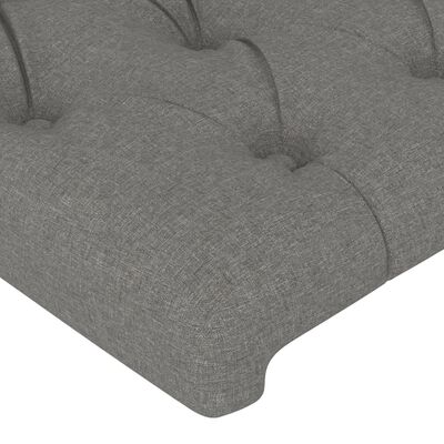 vidaXL Cabeceira de cama c/ LED tecido 80x7x118/128 cm cinza-escuro