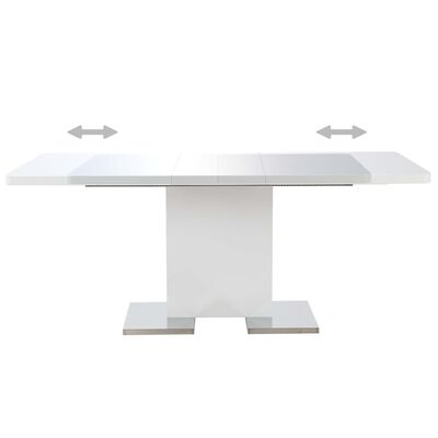 vidaXL Mesa de jantar extensível 180x90x76 cm MDF branco brilhante