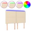 vidaXL Cabeceira cama c/ LED tecido 144x5x118/128 cm cr&egrave;me