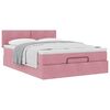 vidaXL Estrutura de cama otomana com colch&atilde;o 140x190 cm veludo rosa