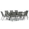 vidaXL 9 pcs conjunto de jantar para jardim cinzento e preto