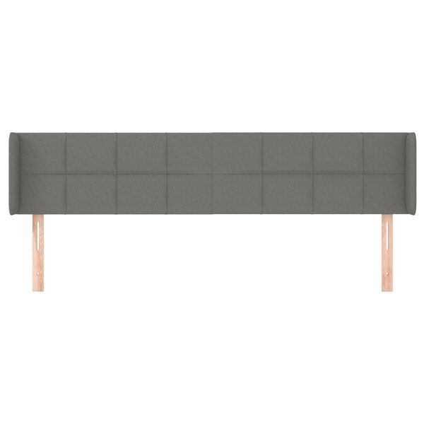 vidaXL Cabeceira de cama c/ abas tecido 183x16x78/88cm cinzento-escuro