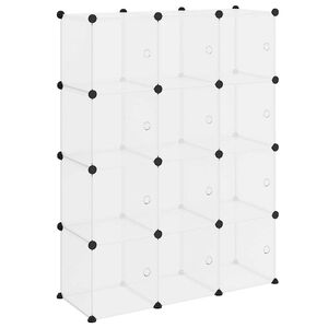 vidaXL Organizador de cubos de armazenamento com 12 cubos e portas em PP transparente
