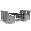 vidaXL 7 pcs conjunto de jantar p/ jardim c/ almofad&otilde;es cinza e preto