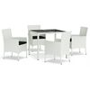 vidaXL 5 pcs conjunto jantar p/ jardim c/ almofad&otilde;es vime PE branco